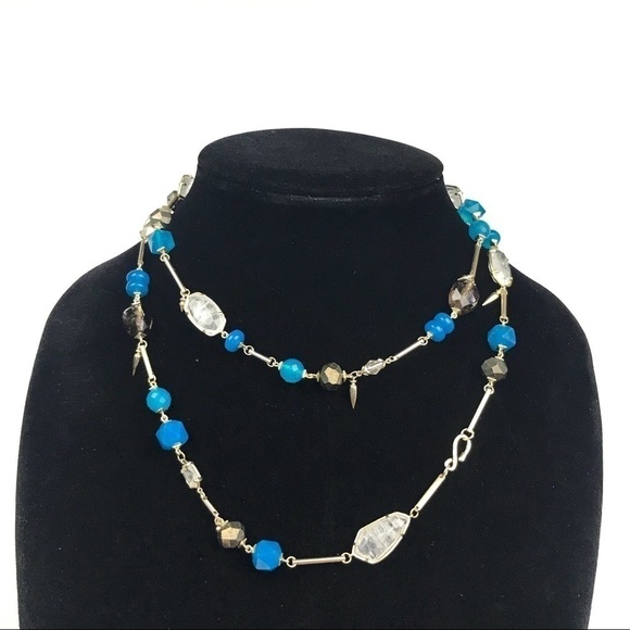 Kendra Scott Ruth Blue Clear Spike Necklace - Picture 1 of 6